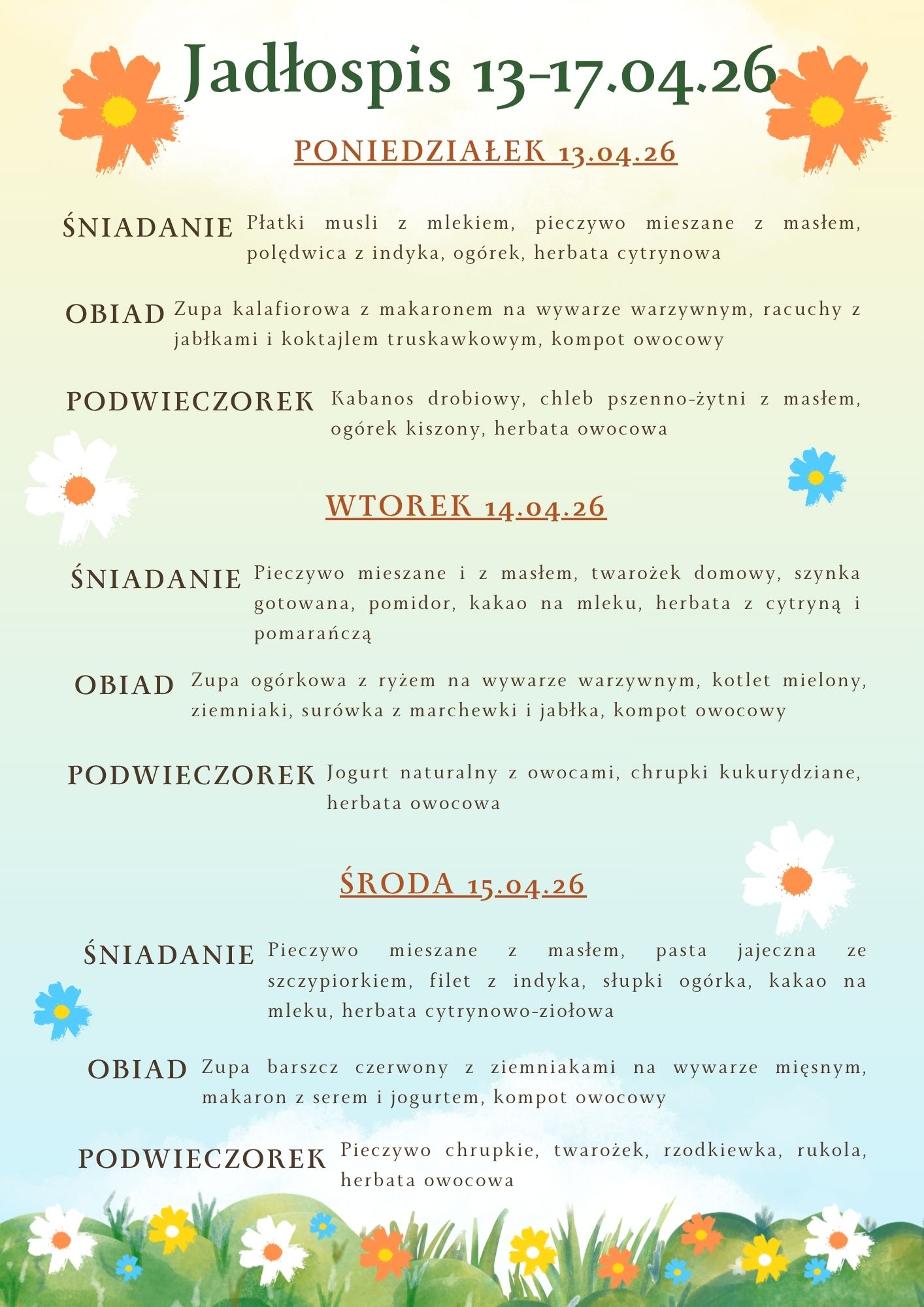 Jadłospis 13 17.04.261